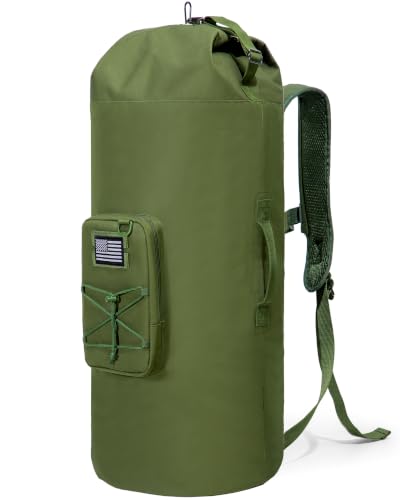 PGmoon Military Duffle Bag,110L Extra Large Army Backpack | Heavy Duty Sea Bag with Removable Pocket for Camp, Outdoor or Laundry Bag (Patent Design)