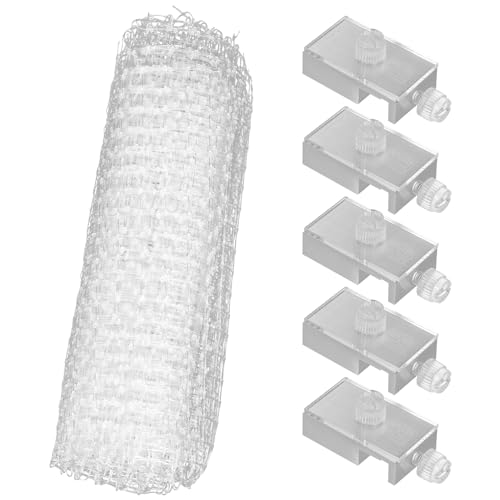 VILLCASE Fish Tank Anti-Escaping Net Aquarium Mesh Cover 27.55X20.86 Inches Breathable Escape-Proof Screen with 5 Brackets Practical Fish Tank Netting for Home Aquariums