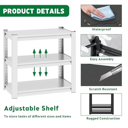 Aquarium Stand for 40 to 50 Gallon Fish Tank Heavy Duty 3-Tier Metal Tank Rack Adjustable Reptile Terrarium Cabinet Sturdy Support Storage Shelf for Home Office Living Tank Not Included