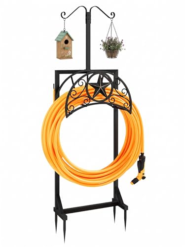 Garden Hose Holder Detachable Water Hose Holders Stand Holds Heavy Duty Freestanding Garden Hose Hanger Storage Rack for Outside Yard Lawn Farm, GoldStar_2