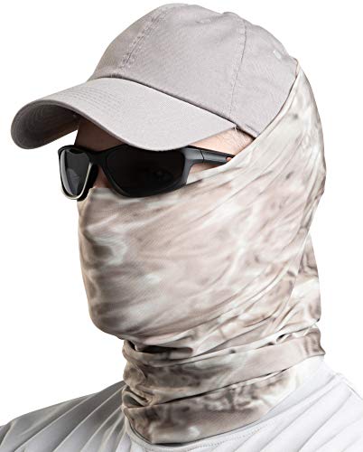 Aqua Design Fishing Hunting Masks Neck Gaiter: Men and Youth UPF 50+ Sun Mask Protection: Camo Face Cover Balaclava Bandana - color: Pacific Sand, size: Medium