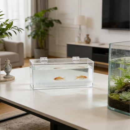 Acclimation Box for Saltwater Fish: Shrimp Breeding Box - Clear Acrylic Fish Isolation Breeding Tank - 9.84x3.78in Aquarium Incubator for Baby Clownfish Guppy - size: 25.00X9.60X5.10CM