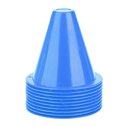 WNSC Football Marking Discs, Unbreakable PE Cone Shape 10pcs Football Cone, Improve The Controlling Ability of Football for Football Training Games for Boys(Blue)