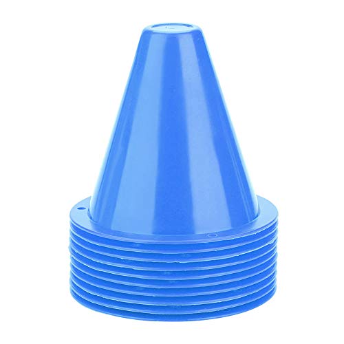 WNSC Football Marking Discs, Unbreakable PE Cone Shape 10pcs Football Cone, Improve The Controlling Ability of Football for Football Training Games for Boys(Blue)