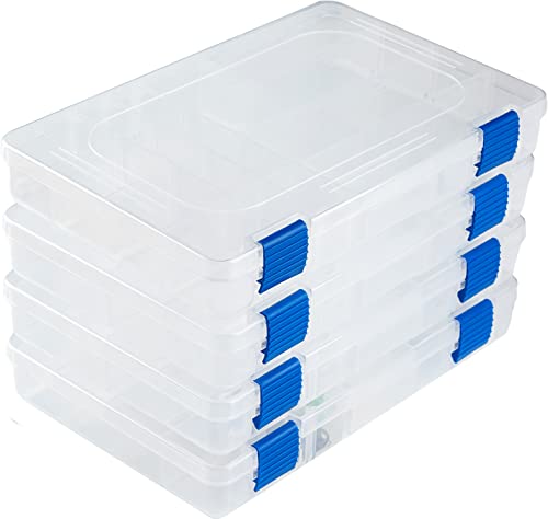 Medium Plastic Fishing Tackle Box Storage Organizer Box 3600 with Adjustable dividers Tackle Tray Parts Crafts Case 4 Pack