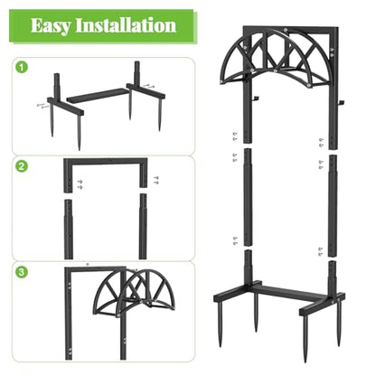 Mr IRONSTONE Garden Hose Holder Freestanding with 4 Spikes, Upgraded Water Hose Holder with Stainless Steel Screws, Heavy Duty Hose Stand Holds (Deep Black) - color: Deep Black