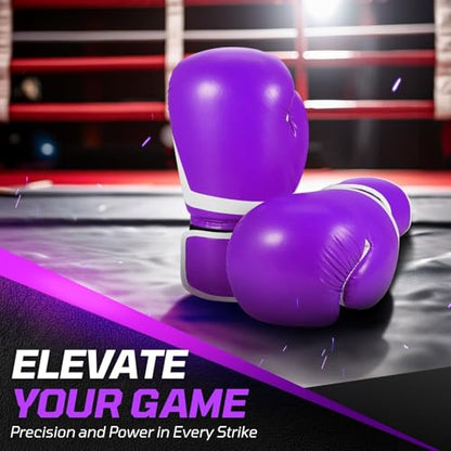 Flexzion Boxing Sparring Training Gloves Pro Muay Thai Kickboxing Heavy Bag Punching Mitts Wrist Wrap Full Contact Combat Sport Protective Hand Gear Martial Art Supply for Women & Teens, 10Oz - color: Purple