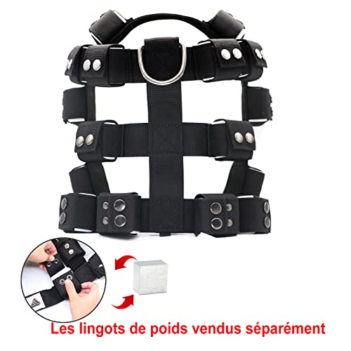 Weighted Tactical Dog Vest, No Pull Harness Symmetric Weight Pockets for Muscle & Weight Loss, Fit Pitbull GSD Husky, Heavy Nylon Service Harness Black - size: Dog's Waist 19.5"-24.5" | VEST ONLY