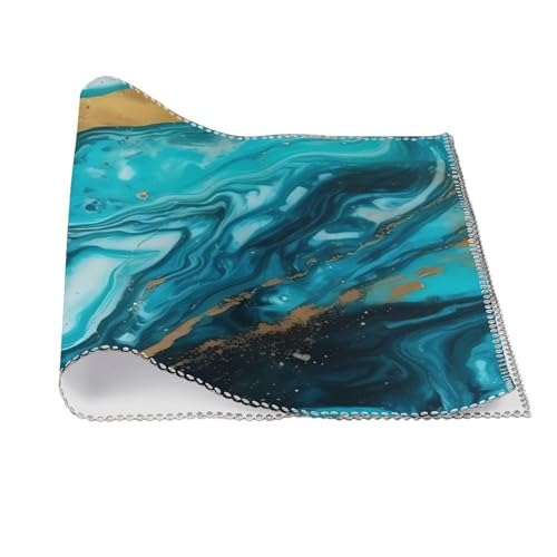 Placemat Set of 4 Washable Place Mats Heat Resistant Turquoise Blue Gold Marble Table Mats for Kitchen Non-Slip Placemats Wipeable Desktop Protection Mat for Dining Table, 30x45cm - color: Turquoise Blue Gold Marble