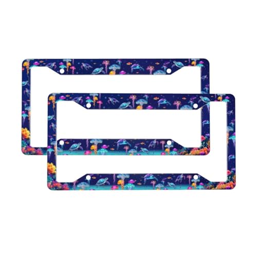 Sea Turtle License Plate Frame 2 Pack Accessories Cars Decor 12.3 X 6.3 Inches for Men Women - color: Sea Turtle
