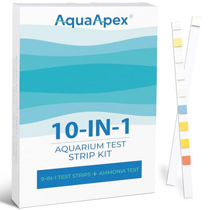 10-in-1 Ammonia Test Kit Aquarium (100 Strips): 50 Multi-Test + 50 Ammonia | Aquarium Test Strips for Freshwater & Saltwater. for Fish Tanks, Aquariums & Pond Water Test kit. Test Nitrate, pH & More - size: 10-1 100 Strips