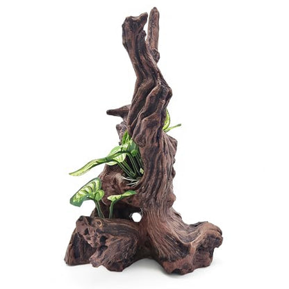 Resin Simulation Driftwood Aquarium Decor, Fish Tank Landscape Ornament Hideout for Betta Goldfish Amphibians Reptiles Rest Play Accessories