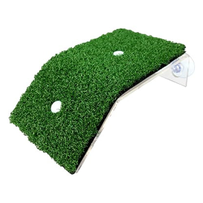 Turtle Basking Ramp - Amphibian Rest Dock, Aquarium Use Floating Reptile Climb Structure | Grass-Covered Habitat Shelf Accessory, Terrarium Step Feature for Small Water Creatures - color: Green