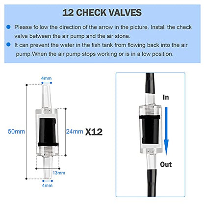 Aquarium air Pump Accessories Set-9.84/26.25/101.71 feet Aquarium Airline tubing Hose,Check valves,air Stones and connectors of I,L,T Shape (101.71feet Hose 12stone 12check Valve 18connector) - size: 101.71feet hose 12stone 12check valve 18connector