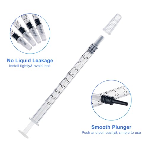 12pack 1ml Syringes Without Needle Plastic for Liquid, Measuring, Ink Refilling, Oil, Liquids Glue Applicator, With Cap