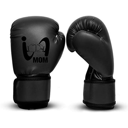 Ultimate - I Boxing Mom - Kids Boxing Gloves MMA Boxing Muay Thai Bag Work - color: Black, size: 8 Oz
