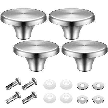 Hotop 4 Sets Dutch Oven Knob Stainless Steel Replacement Knob Pot Lid Handle Compatible with Le Creuset, Aldi, Lodge and Other Enameled Cast-Iron Dutch Oven (Silver) - color: Silver