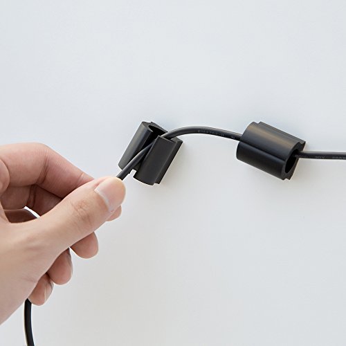D-Wings Cord Clip Organizer, Large, Black, 12-Piece