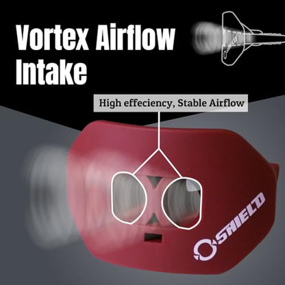 O Shield Core Football Mouth Guard, Detachable Strap - color: Maroon