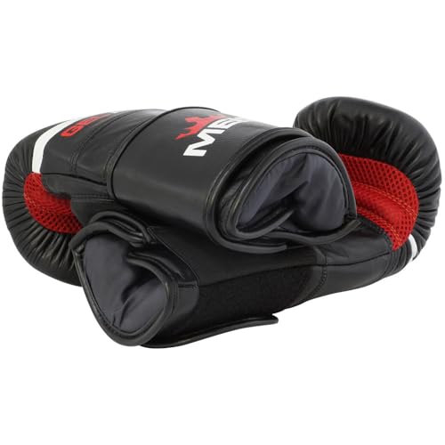 Meister Gel Armor Full-Grain Cowhide Leather Bag Mitts | Ergonomic wrist support with quick slip-on design for heavy bag work, pad work and boxing training - size: XX-Large (18oz)