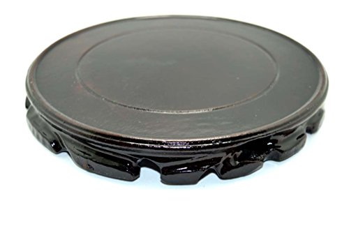 Rosewood Stand Oriental Style, Vase Stand, Fish Bowl Stand, Multiple-purpose Display Stand (Diameter 7” – Height 1” (Dia 18cmx2.5cm), Black)