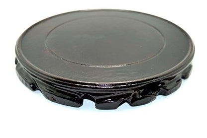 Rosewood Stand Oriental Style, Vase Stand, Fish Bowl Stand, Multiple-purpose Display Stand (Diameter 7” – Height 1” (Dia 18cmx2.5cm), Black)