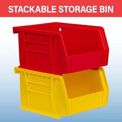 Akro-Mils 30210 AkroBins Plastic Storage Bins, Space-Saving Stackable Bins for Garage, Pantry, Craft Organization, 5" x 4" x 3", Blue, 6-Pack