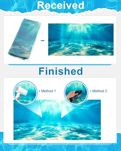 4 Pack Aquarium Background Polyester 36 x 18 Inch Cloth Fish Tank Background Undersea Corals Sunshines Rock Aquatic Plants Wallpaper with Double-Sided Tape