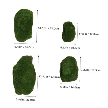 VOSAREA 4pcs Lifelike Simulated Moss Stone Decorative Rocks for Plants Moss Decorative Balls for Home Easy to Install - size: 33.00X20.00X5.50CM