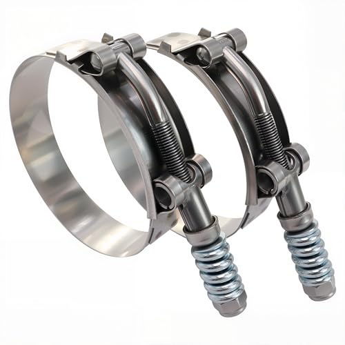 2.75" Heavy Duty T Bolt Hose Clamp Stainless Steel - Spring Loaded 74-82mm for 2.75" I.D. Hose with 3mm - 6mm Wall Thickness, Auto-adjusting Keeps Constant Tension (74mm- 82mm, 2 Pack) - size: 2.75" Hose Clamp 74mm - 82mm (2.90" - 3.23")