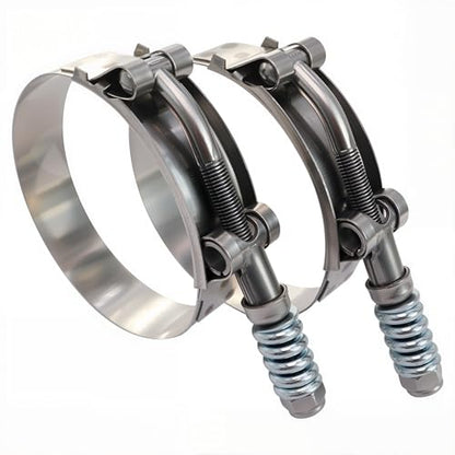 2.75" Heavy Duty T Bolt Hose Clamp Stainless Steel - Spring Loaded 74-82mm for 2.75" I.D. Hose with 3mm - 6mm Wall Thickness, Auto-adjusting Keeps Constant Tension (74mm- 82mm, 2 Pack) - size: 2.75" Hose Clamp 74mm - 82mm (2.90" - 3.23")