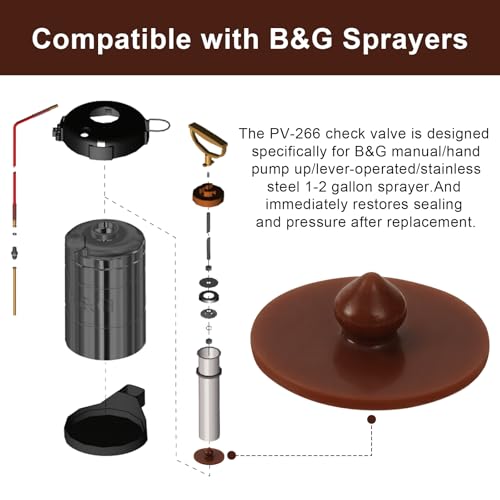 PV-266 Viton Check Valve Replacement for B&G 1and 2 Gallon Sprayers, Hand Pump up Sprayer Replacement Parts, Prevents Backflow and Maintains Stable Air Pressure.(Part PV-266/BG2022)