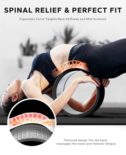 HAPBEAR Yoga Wheel Set with Exercise Ball, 12'' Back Roller Wheel for Back Pain Relief, Foam Roller for Back Stretching, Physical Therapy & Muscle Massage | Supports back stretching, balance, mobility and muscle massage for yoga, home workouts and post-ex