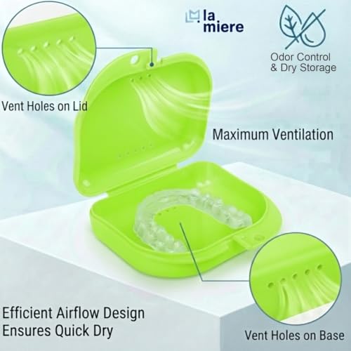 LA MIERE Orthodontic Retainer Case Dental Mouthguard Container with Vent Holes, Denture Holder Box Clear Aligner Case Slim, Spring - color: Spring