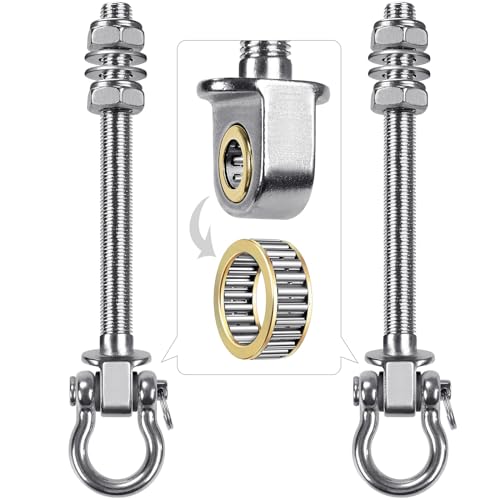SELEWARE 2 Pcs Stainless Steel Bearing Swing Hangers Heavy Duty Swing Hooks | 5" x M2/5" Swing Bolt for Wood and Steel Beam, Swing Sets Hardware for Hammock, Yoga, Porch Swing, Heavy Bag, 1500LB Capacity - color: 2 Pack Bearing Hangers (5" X M2/5" Threade