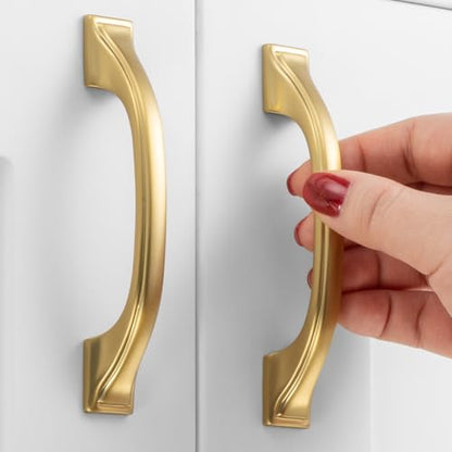 10 Pack 3 Inch Hole Centers, Brushed Gold Cabinet Pulls Gold Cabinet Handles Gold Kitchen Hardware for Cabinets ZP2409 Drawers Bedroom Dresser Bathroom Vanity Cupboard Closet - color: Brushed Gold, size: 3" Hole Centers-10 Pcs