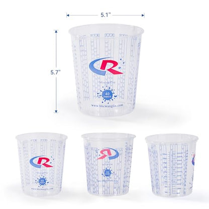Paint Mixing Cup 40 Ounce, Accurate Measurements in Ratios and OZ. and ML, 12PCS Plastic Graduated Measuring Cups for Paint, Resin, Epoxy, Acrylic, Pigments, Art