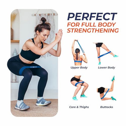 Resistance Bands for Working Out – Set of 6 Loop Exercise Bands for Legs Glutes and Core – Natural Latex Booty Band Designed by a Physical Therapist for Men and Women
