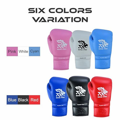 Aura 100 Full Grain Leather Lace Up Boxing Gloves for Men & Women – Professional Training, Sparring, Competition, Muay Thai, Kickboxing & Heavy Bag Gloves - color: Blue, size: 10 OZ