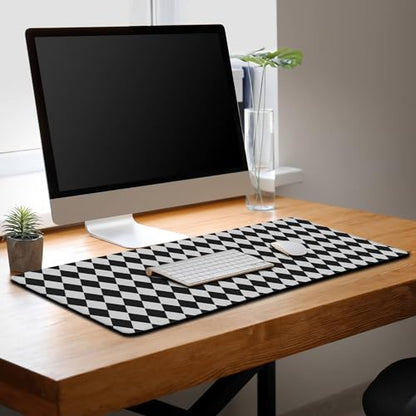Computer Mat Black and White Desk Mat Large, Big Mouse Pad Gaming Desk Mats, Mouse Pad Gaming Non-Slip Rubber Base Waterproof with Stitched Edges, 35.4" X 15.7" for Work/Game/Office Diamond - color: Diamond