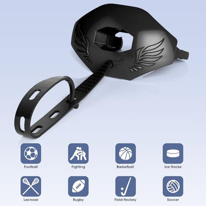 2Pcs Youth Football Mouthguard,Football Mouthpiece with Strap,No Boil. - color: Black