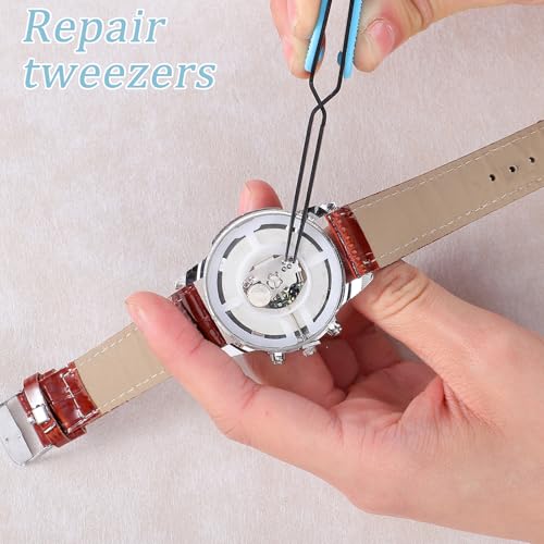 2 Pcs Reverse Tweezers for Crafting, Reverse Tweezers Precision Curved Bent Straight Tweezer with Soft Grip Stainless Steel Craft Crossing Lock Tweezer for Sticker DIY Jewelry Beading Nail Electronic