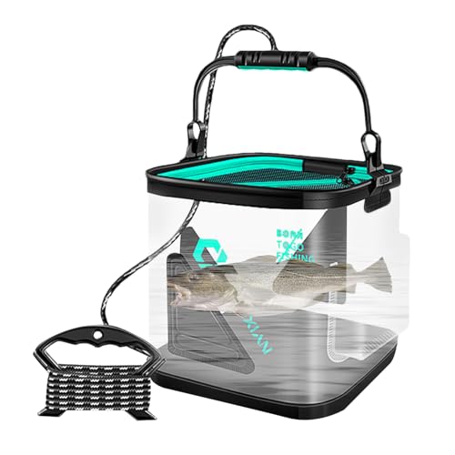 Bait Tank – Portable Transparent Minnow Bucket, Lightweight Container, Easy-Carry Handle, Leak-Resistant Design | Fish Storage Box for Outdoor Camping Fly Fishing Angling Trips Freshwater Saltwater - color: 8L