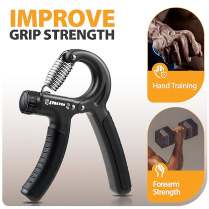 NIYIKOW 2 Pack Grip Strength Trainer, Hand Grip Strengthener, Adjustable Resistance 22-132Lbs (10-60kg), Forearm Strengthener, Perfect for Musicians Athletes - color: Carbon Black