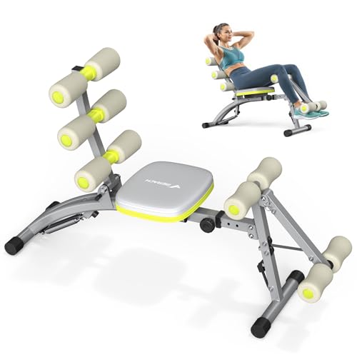 MERACH Ab Machine, Adjustable Ab Trainer, Sit Up Exercise Equipment 300LBS - color: Gray Green