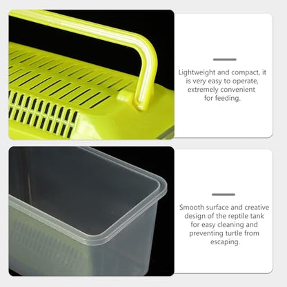 Abaodam Turtle Habitat and Fish Breeding Tank, Sturdy Pp Plastic Transport Box 15x9x11cm, Portable Aquarium for Small Reptiles and Goldfish Housing
