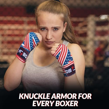DEFY Professional 180 Inch Hand Wraps for Boxing Muay Thai MMA Elastic Bandages for Men & Women -Pair - color: American