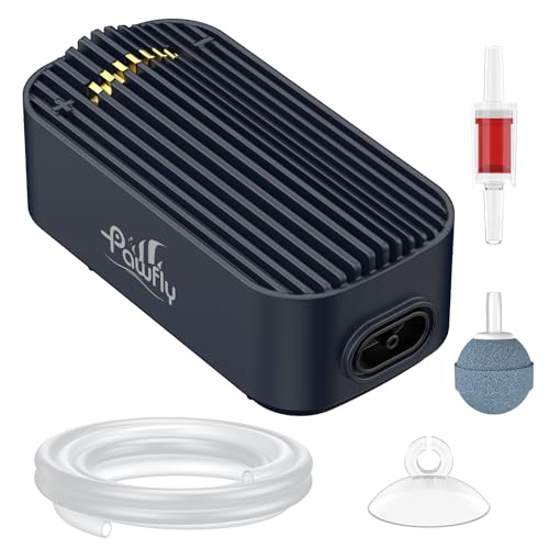 Pawfly Aquarium Air Pump, 80 GPH Fish Tank Air Pump up to 70 Gallons, Ultra Quiet Adjustable Oxygen Pump with Airline Tubing, Air Stone & Check Valve, Aerator for Fish