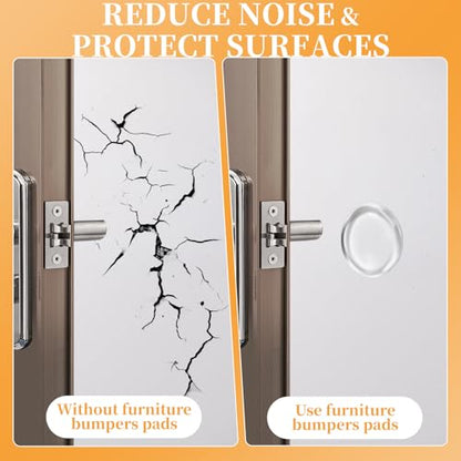 Soft Clear Cabinet Door Bumpers Pads, Self-Adhesive Rubber Furniture Pads | Crystal Clear Material,For Door Handles, Drawers And Walls,Helps Protect Surfaces, Shock Absorption, And Reduce Noise.