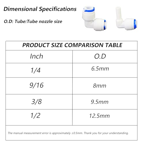 3/8" FPT to 3/8" Push-Fit Elbow for RO System, 5 Pcs | Hard plug quick bend elbow connects 3/8" female thread to 3/8" push-fit for reverse osmosis RO DIY water purification. - style: 3/8 hard socket elbow